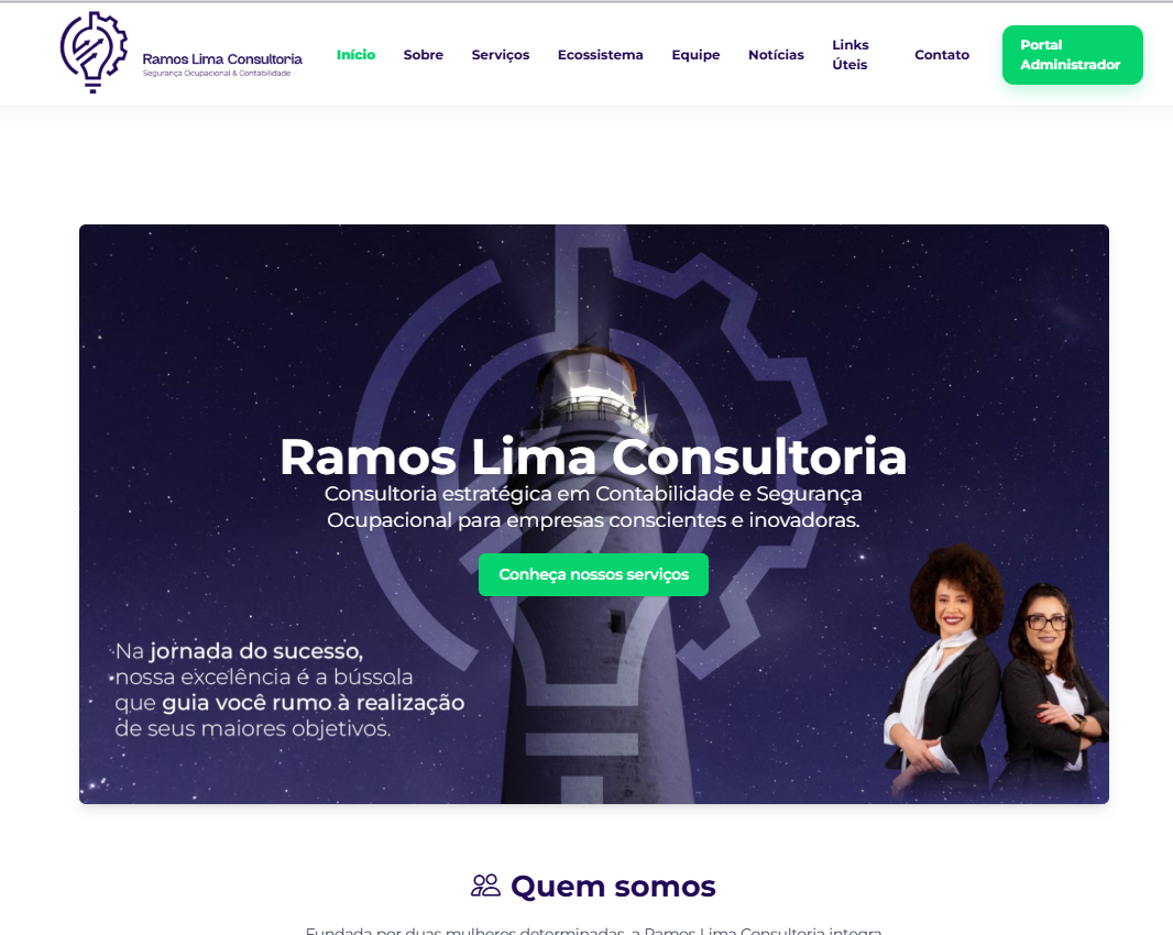 Captura da página inicial de Ramos Lima Consultoria